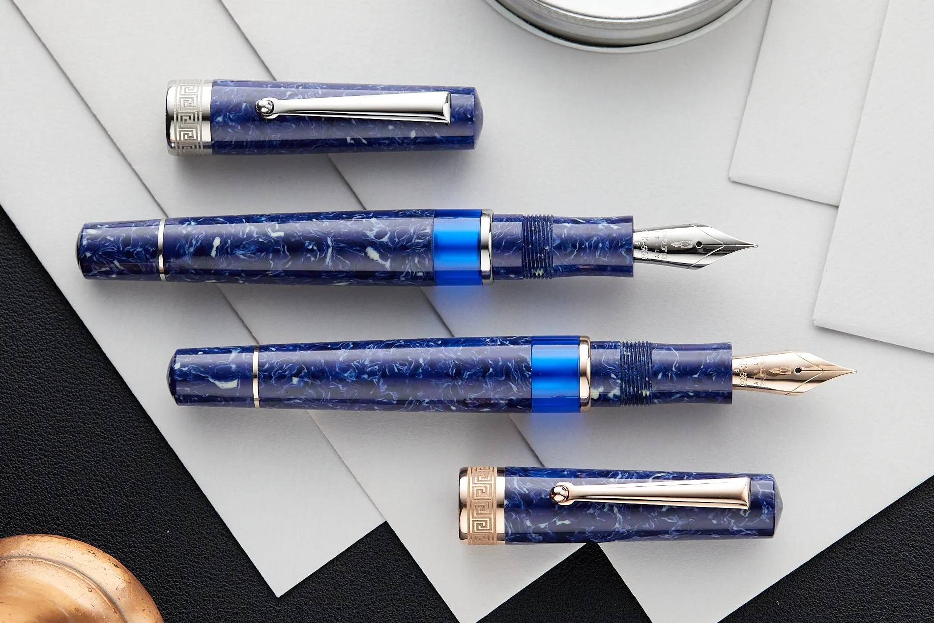 Delta Lapis Blue Celluloid Fountain Pen - Rosegold (Limited Edition)