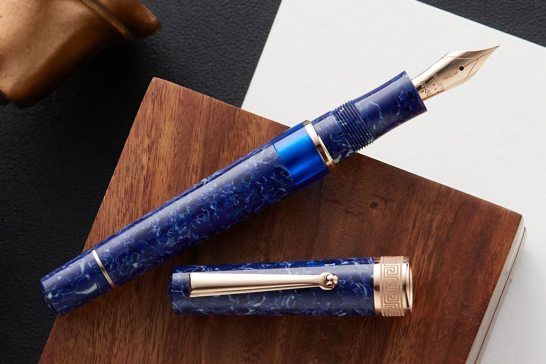 Delta Lapis Blue Celluloid Fountain Pen - Rosegold (Limited Edition)