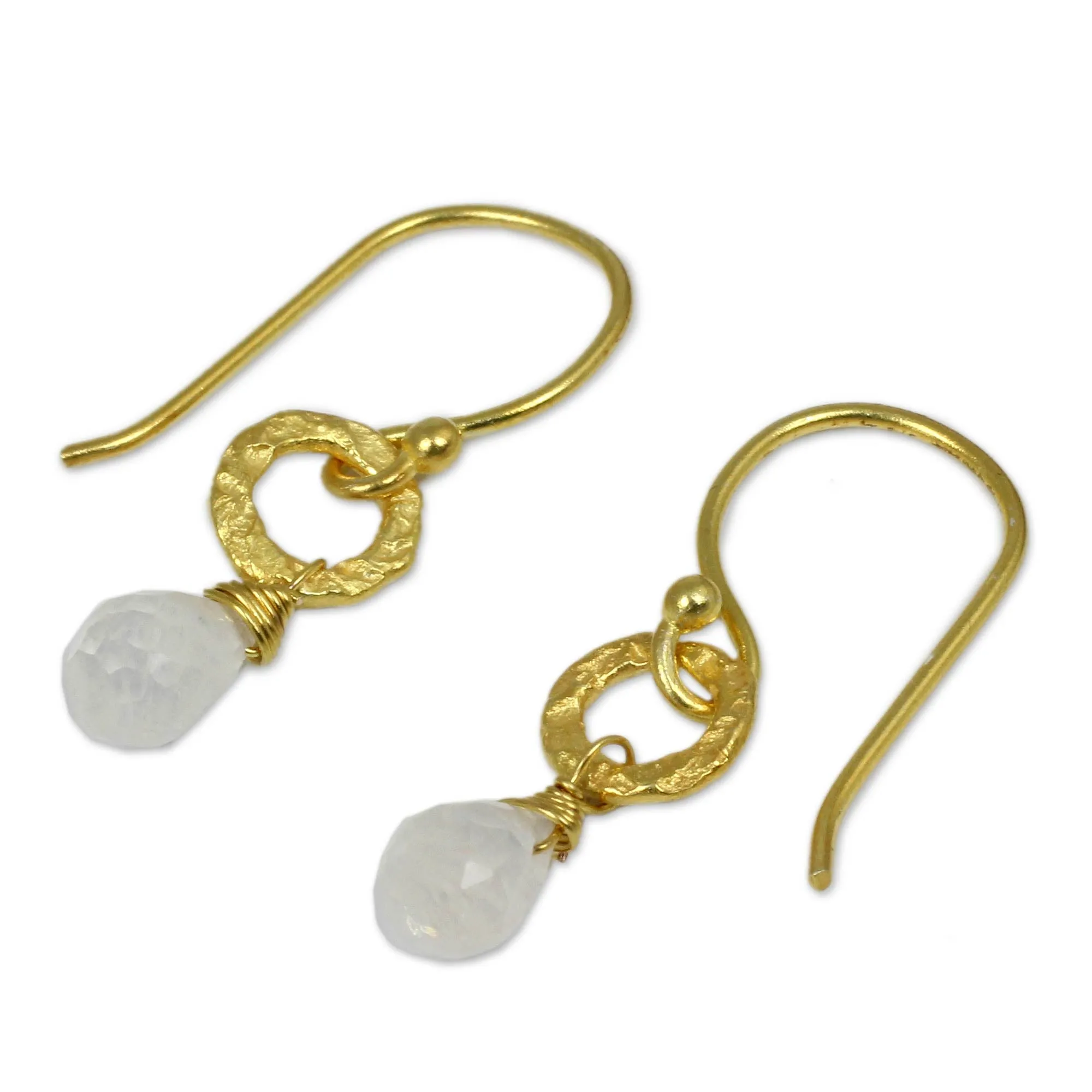 Dewy Suns Fair Trade Gold Plated Earrings with Moonstone