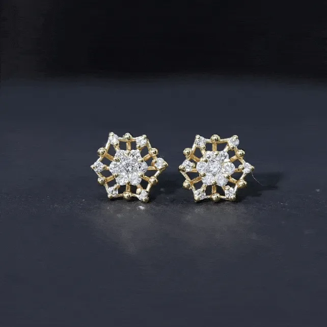 Diamond Cluster Snowflake Stud Earrings