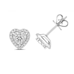 Diamond Jewellery 18ct White Gold Diamond Heart Halo Earrings EDQ328W