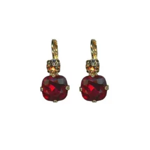 Double Round and Cushion Cut Leverback Earrings in "Bonfire" *Custom*