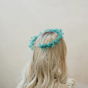 Dried Flowers Bridal Crown - Vibrant Blue