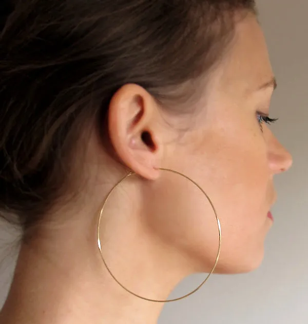 Elegant Classic Large Gold Hoop Earrings