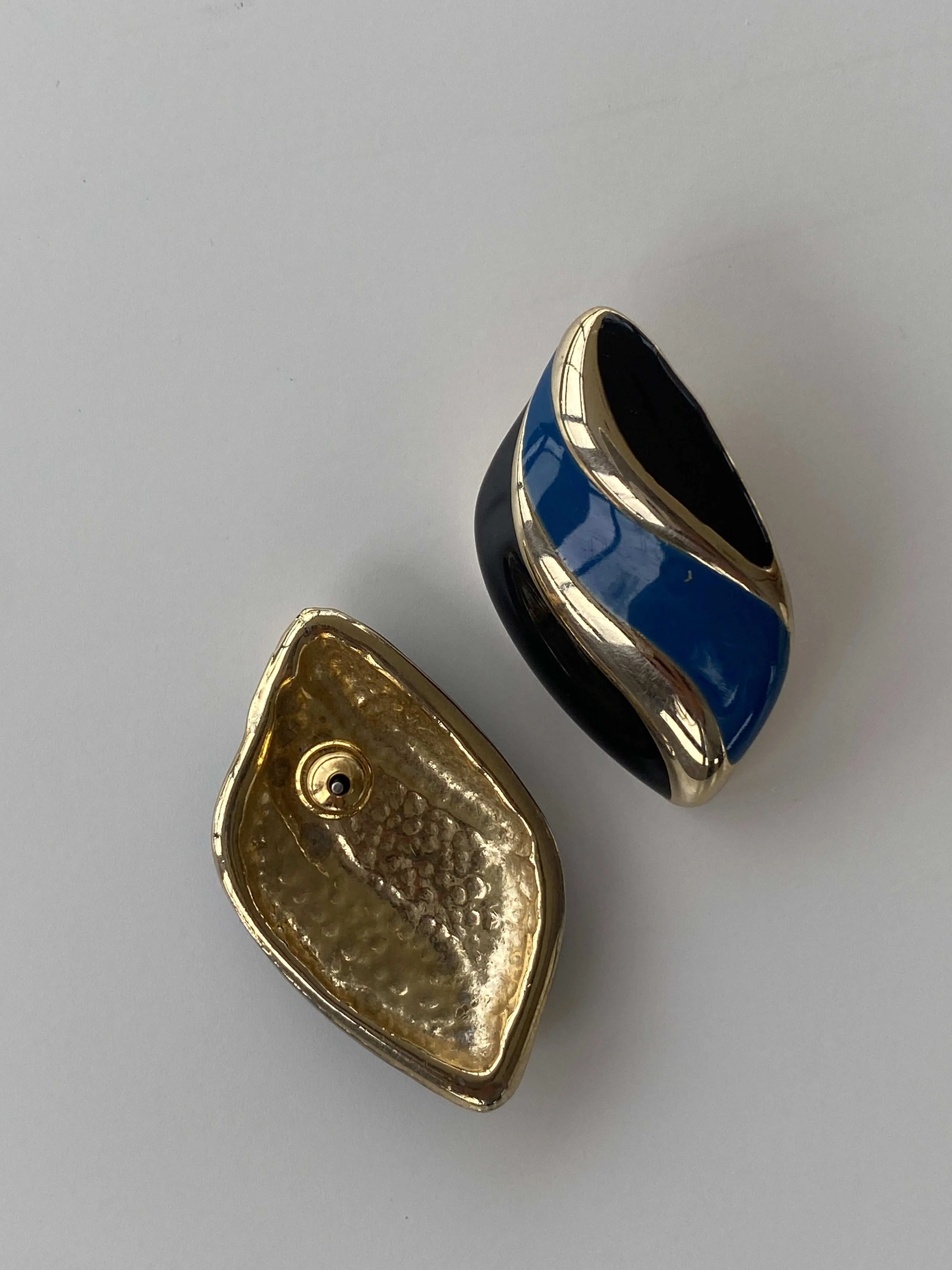 Elegant Vintage Gold, Black and Blue Stud Earrings