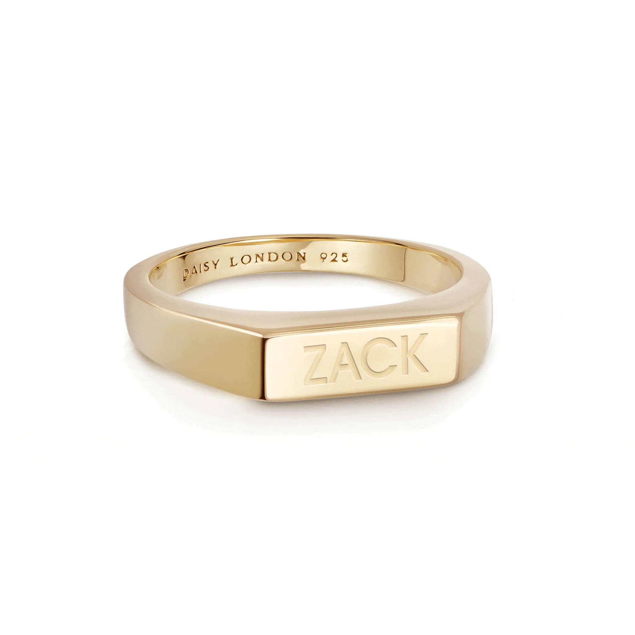 Engravable Rectangle Signet Ring 18ct Gold Plate