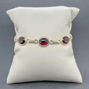 Estate 14K Y Gold 19.18ctw Garnet Link Bracelet