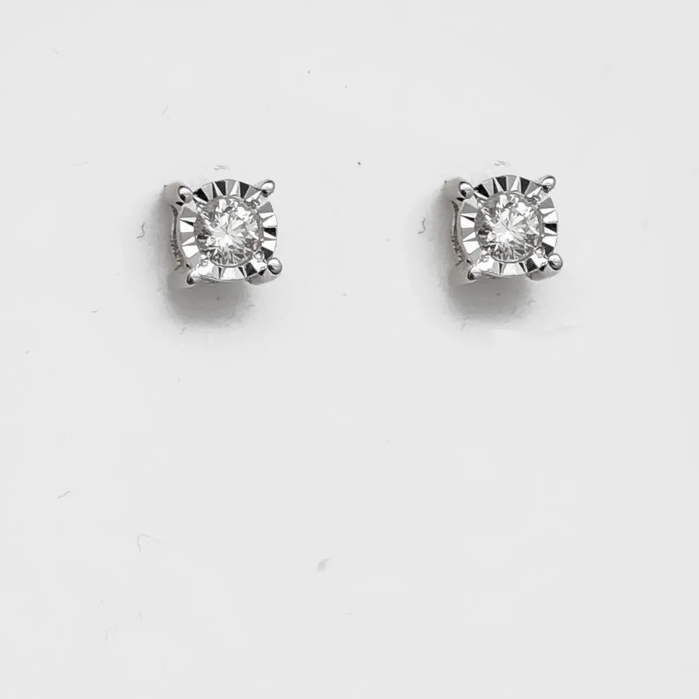 Fanook Stud Diamond Earrings .12cttw 10K Gold