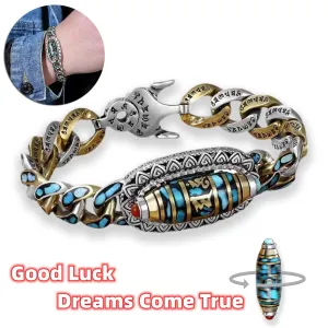 Fashion Jewelry New Men's Bracelet Personality Retro Transfer Rotating Nine Eye Pearl Bracelets High-end Gift