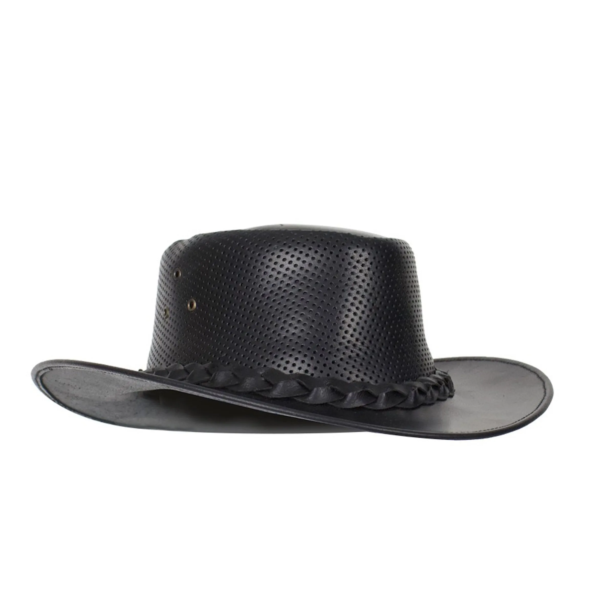 Genuine Black Naked Cowhide Leather Gambler Cowboy Hat