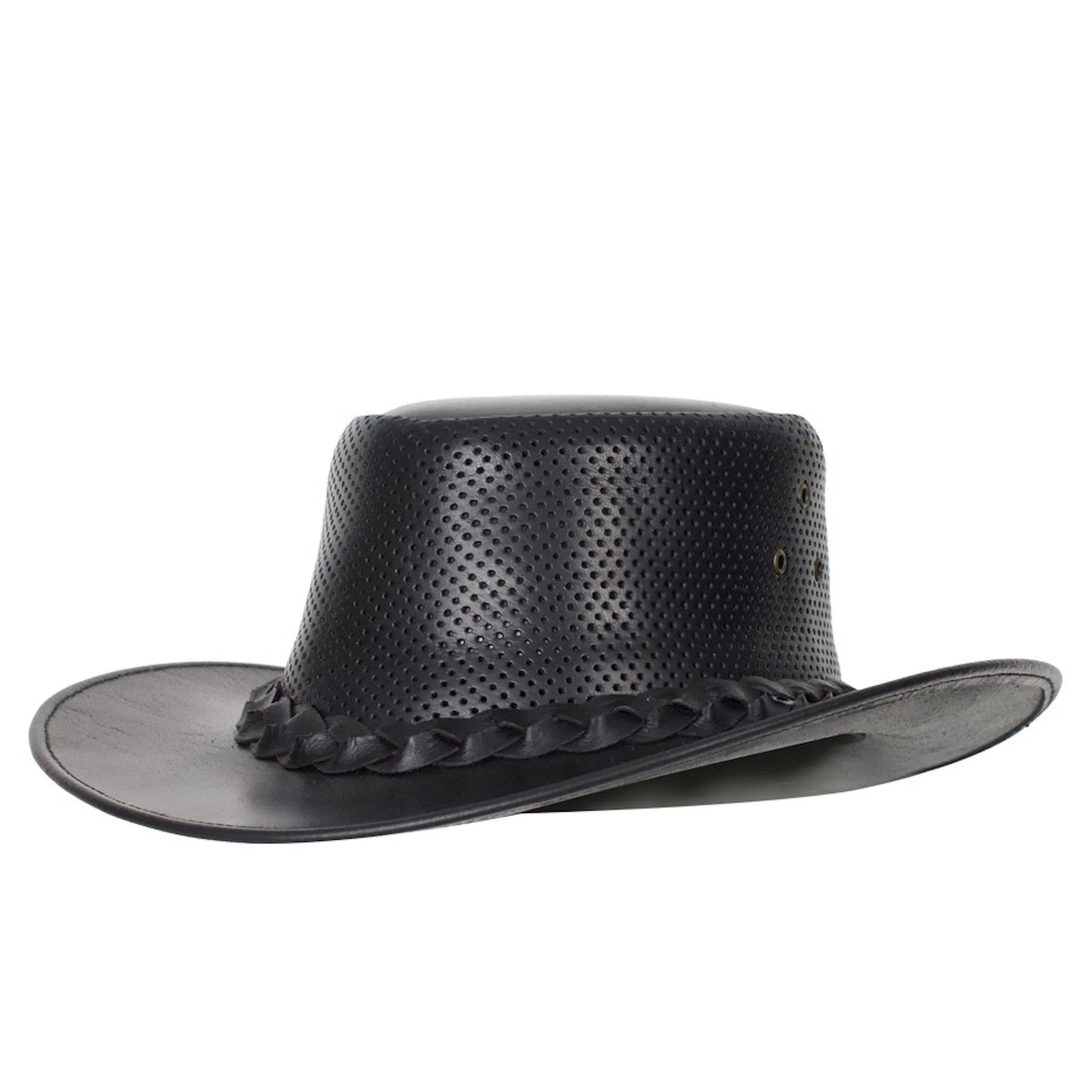 Genuine Black Naked Cowhide Leather Gambler Cowboy Hat