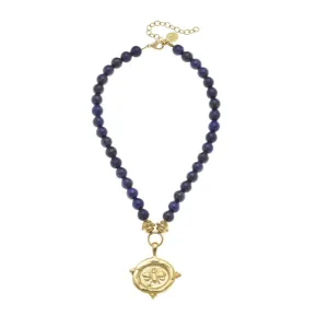 Gold Bee on Genuine Lapis Necklace