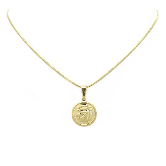 Gold Filled Evil Eye Coin Pendant Necklace