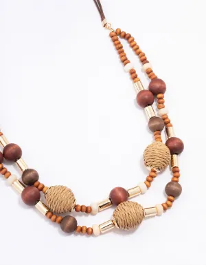 Gold Mixed Beaded Layered Necklace