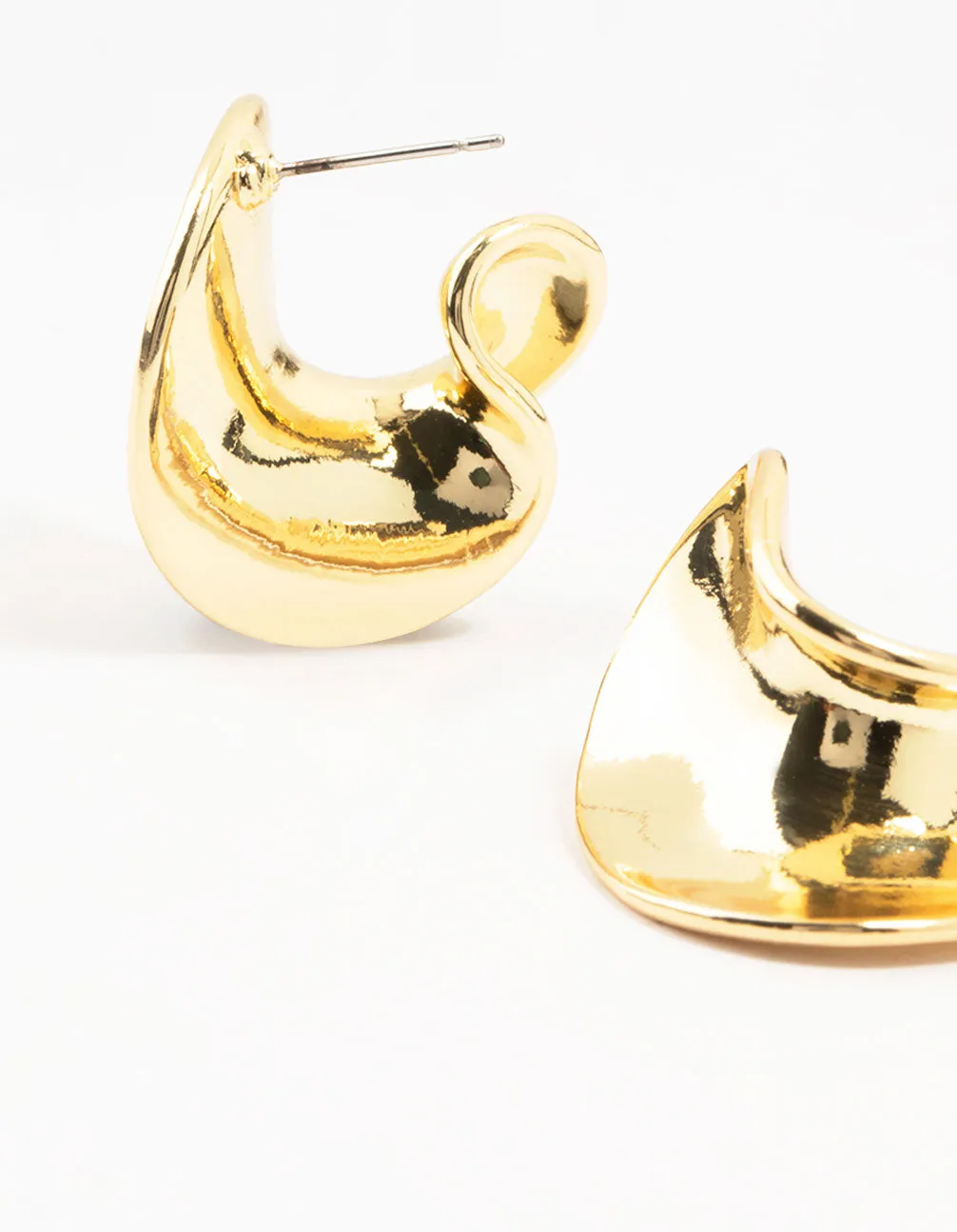 Gold Plated Wave Stud Earrings