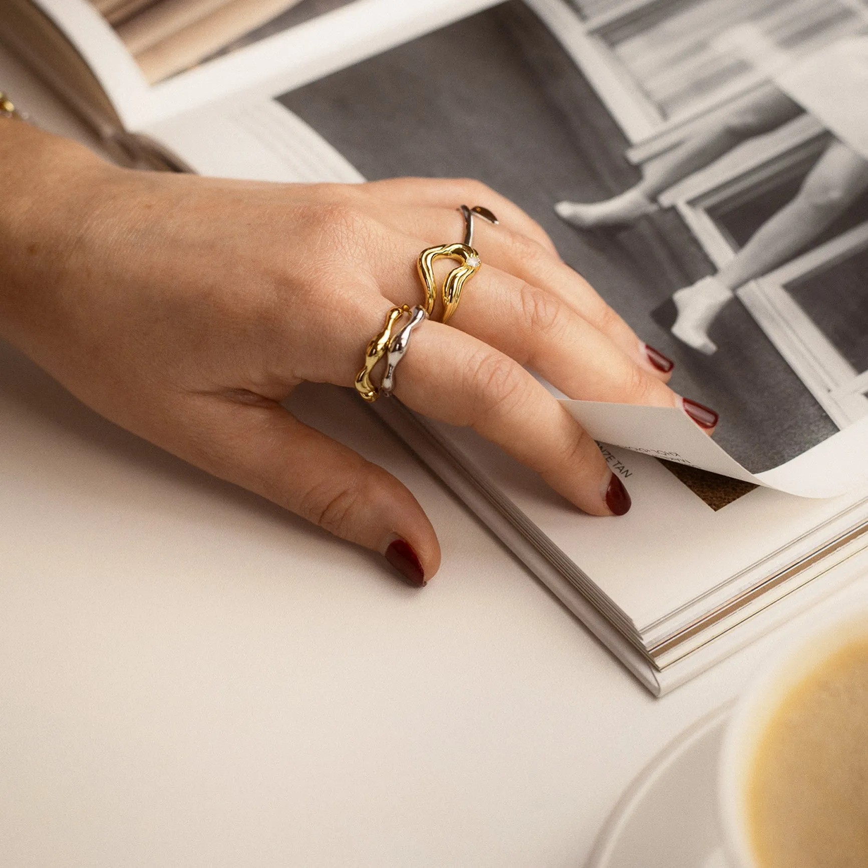 Gold Twisted Wave Adjustable Ring