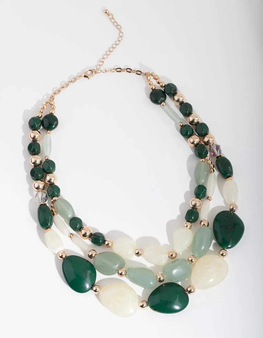 Green Marble Layered Bead Necklace