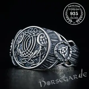 Handcrafted Sleipnir Druid Signet Ring - Sterling Silver