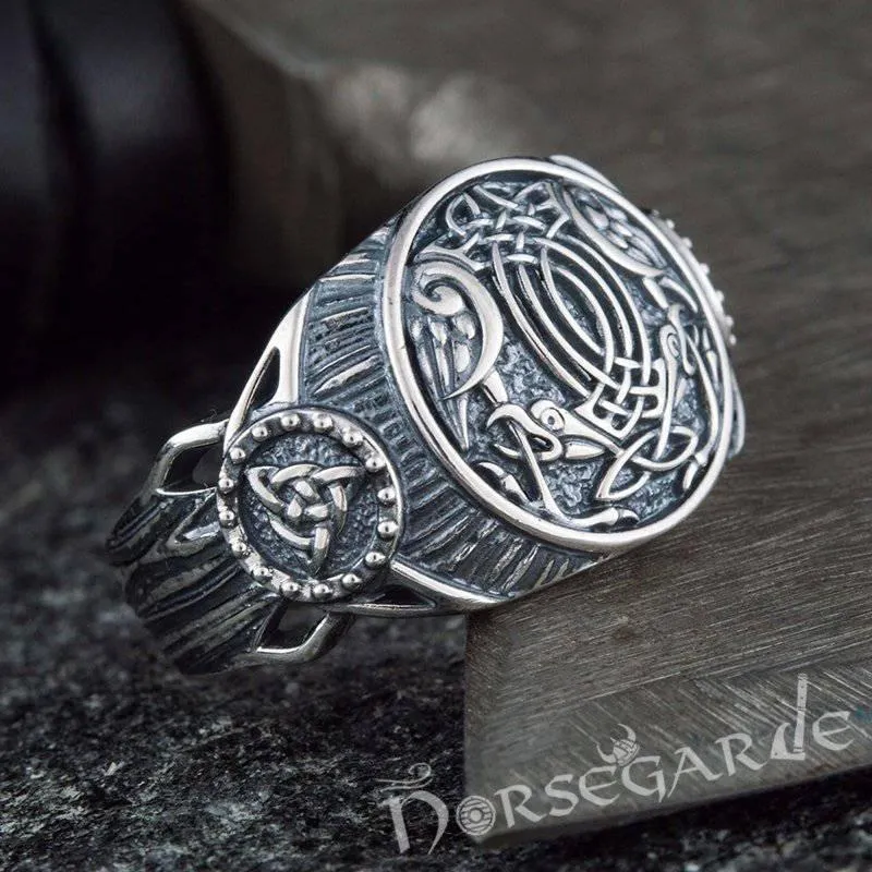 Handcrafted Sleipnir Druid Signet Ring - Sterling Silver