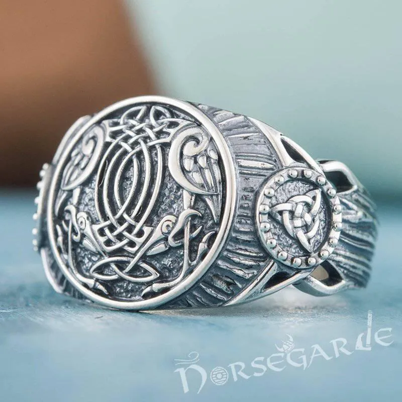 Handcrafted Sleipnir Druid Signet Ring - Sterling Silver