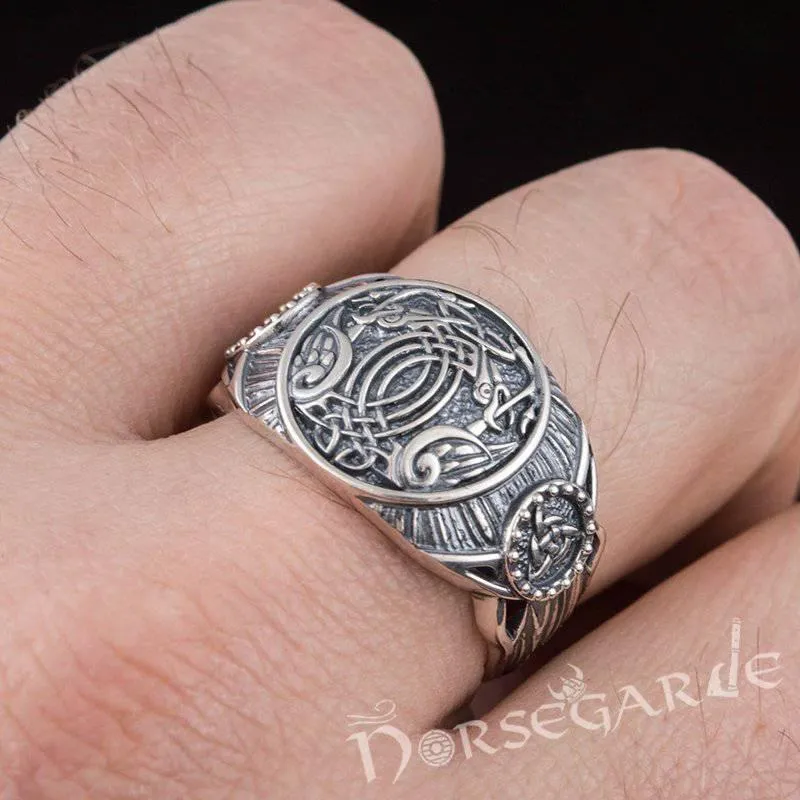 Handcrafted Sleipnir Druid Signet Ring - Sterling Silver