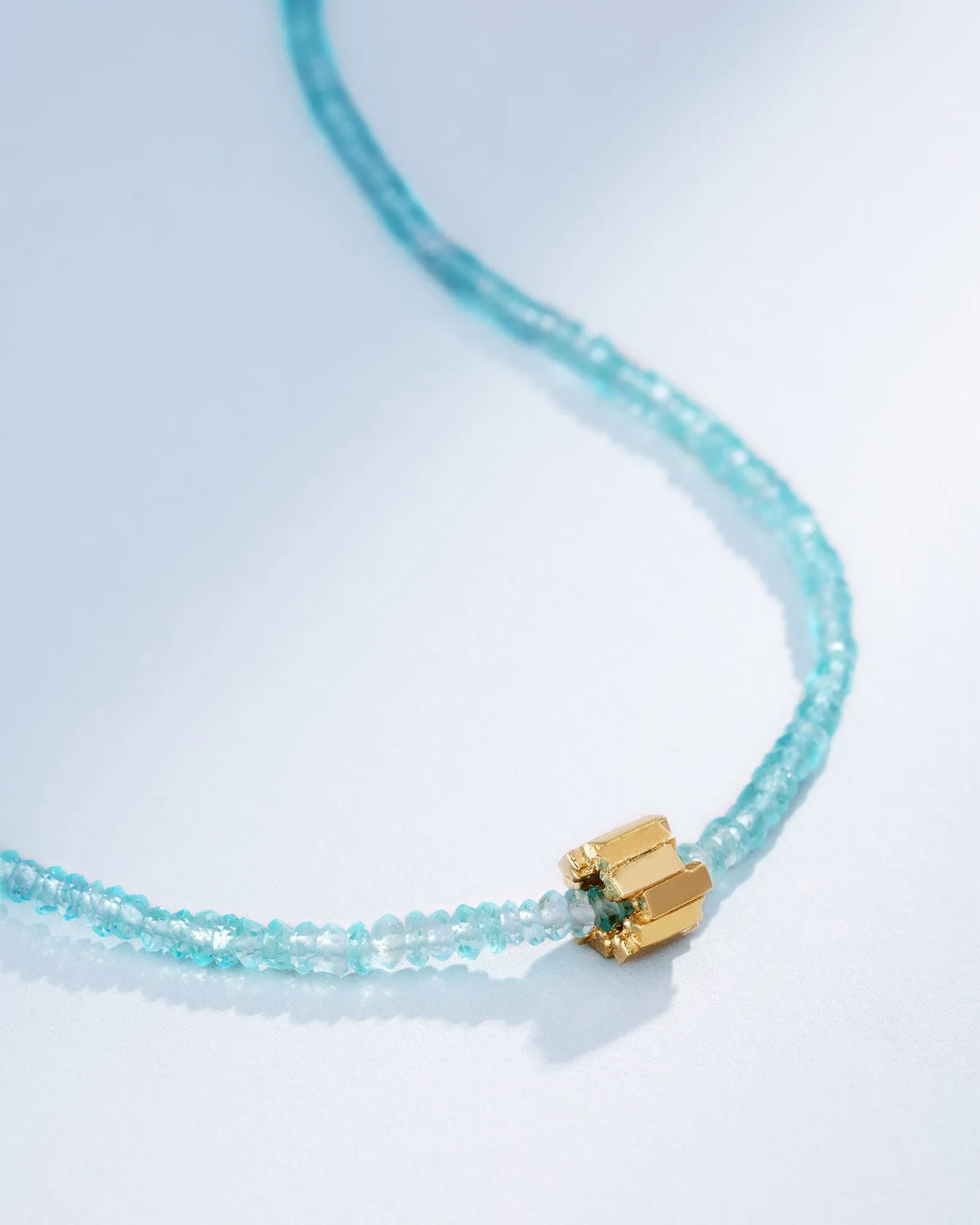 Infinite Beaded Apatite & Mini Golden Rondelle Necklace