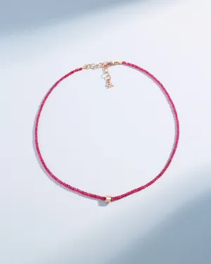 Infinite Beaded Red Spinel & Mini Golden Rondelle Necklace