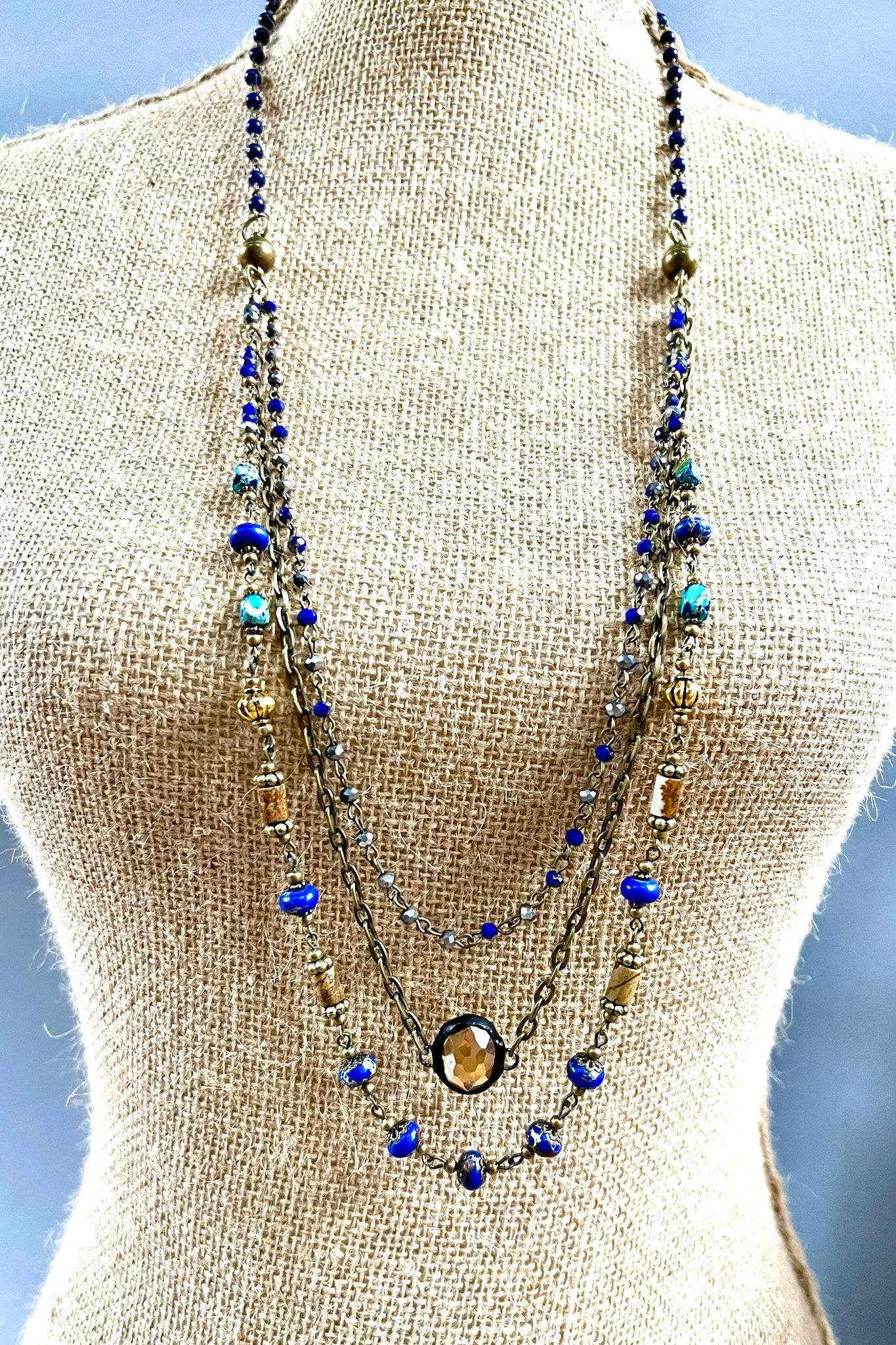 Justina Stone Necklace- Royal Blue