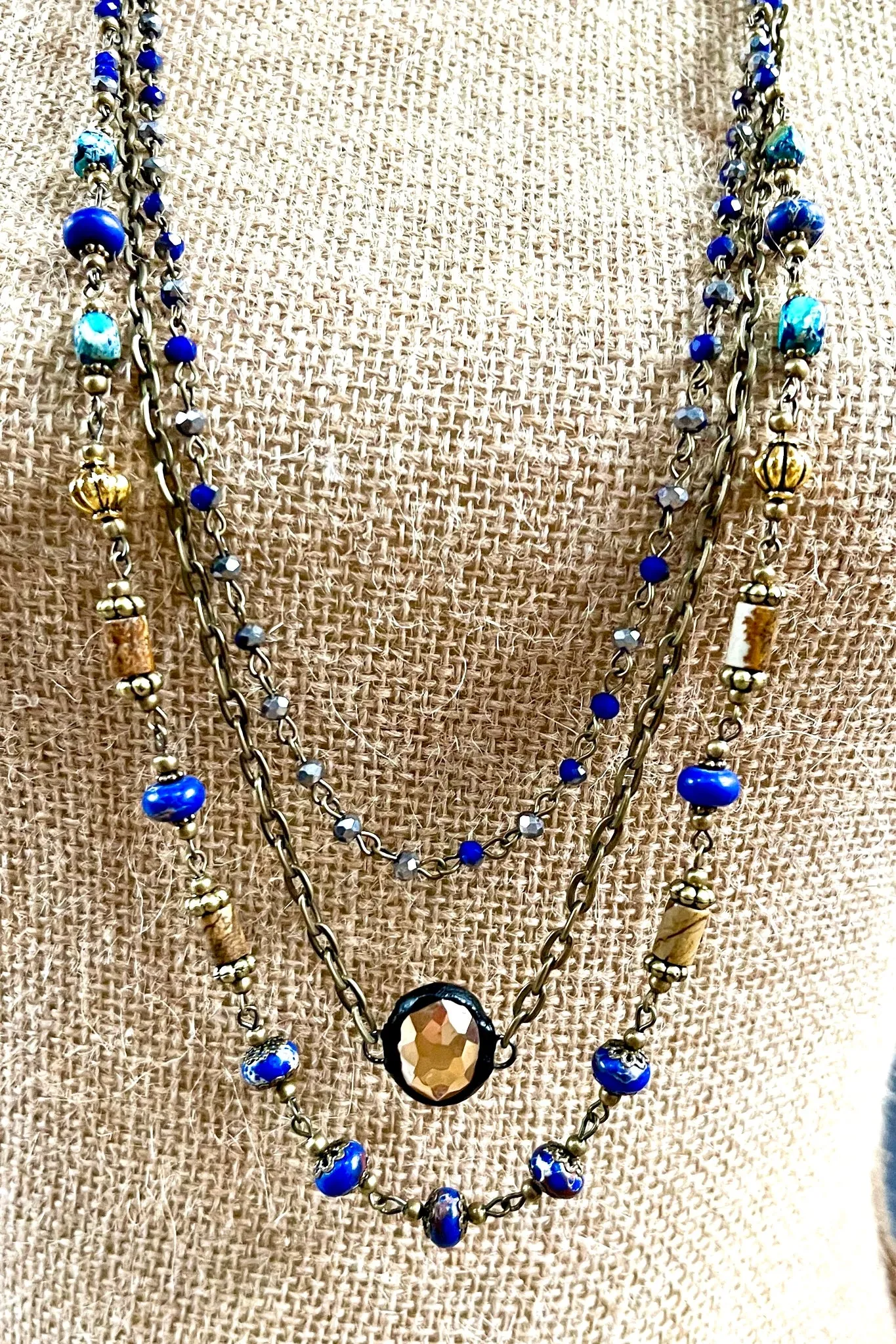 Justina Stone Necklace- Royal Blue