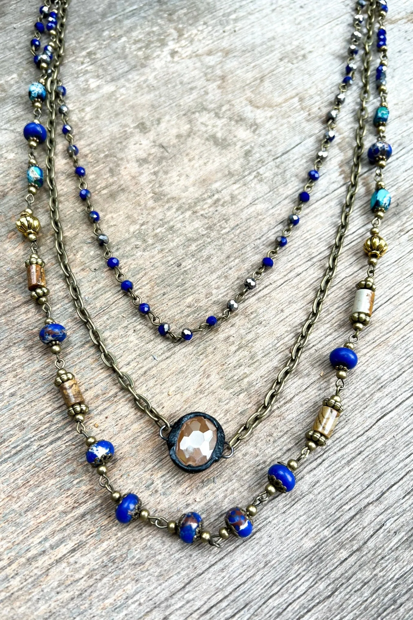 Justina Stone Necklace- Royal Blue