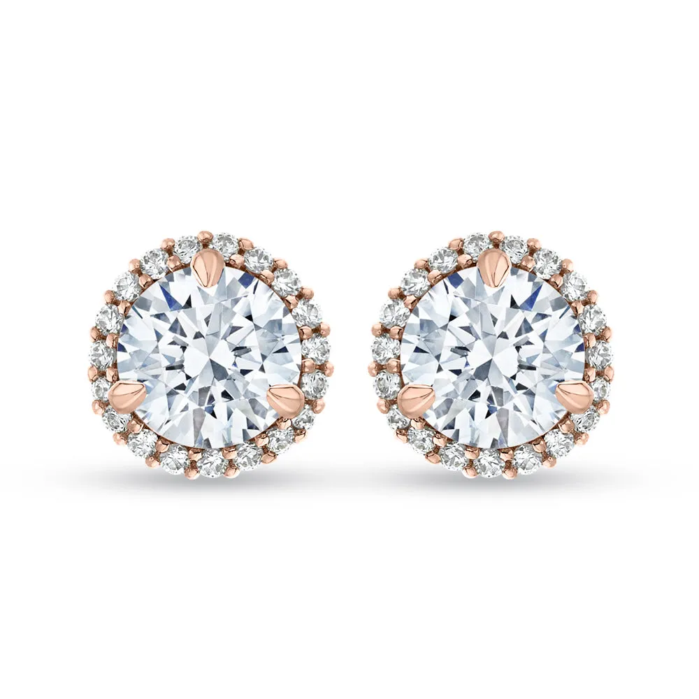 KATARINA 2 1/5 cttw Lab Grown Diamond Halo Earrings in 14k Gold