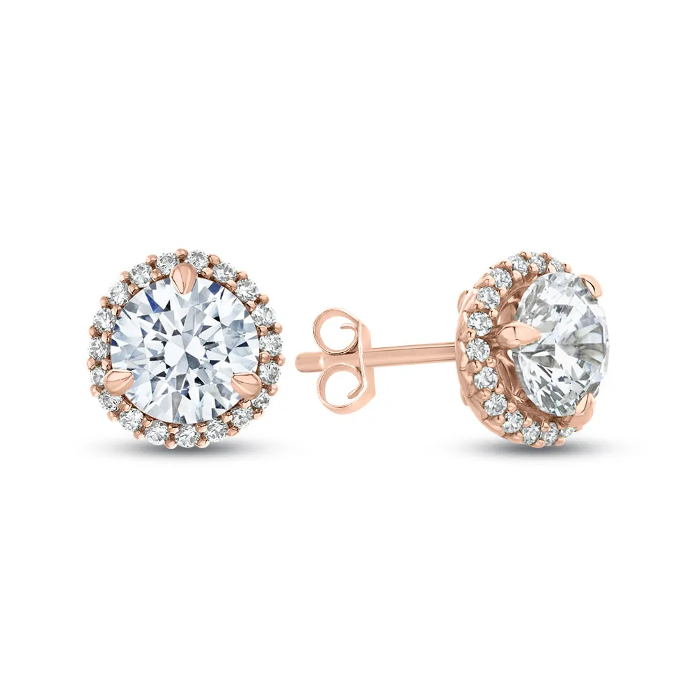 KATARINA 2 1/5 cttw Lab Grown Diamond Halo Earrings in 14k Gold