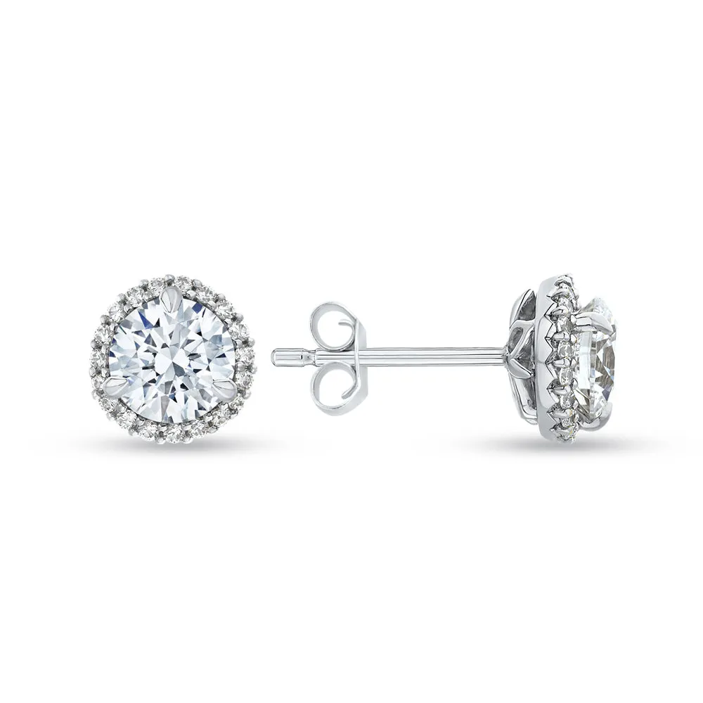 KATARINA 2 1/5 cttw Lab Grown Diamond Halo Earrings in 14k Gold