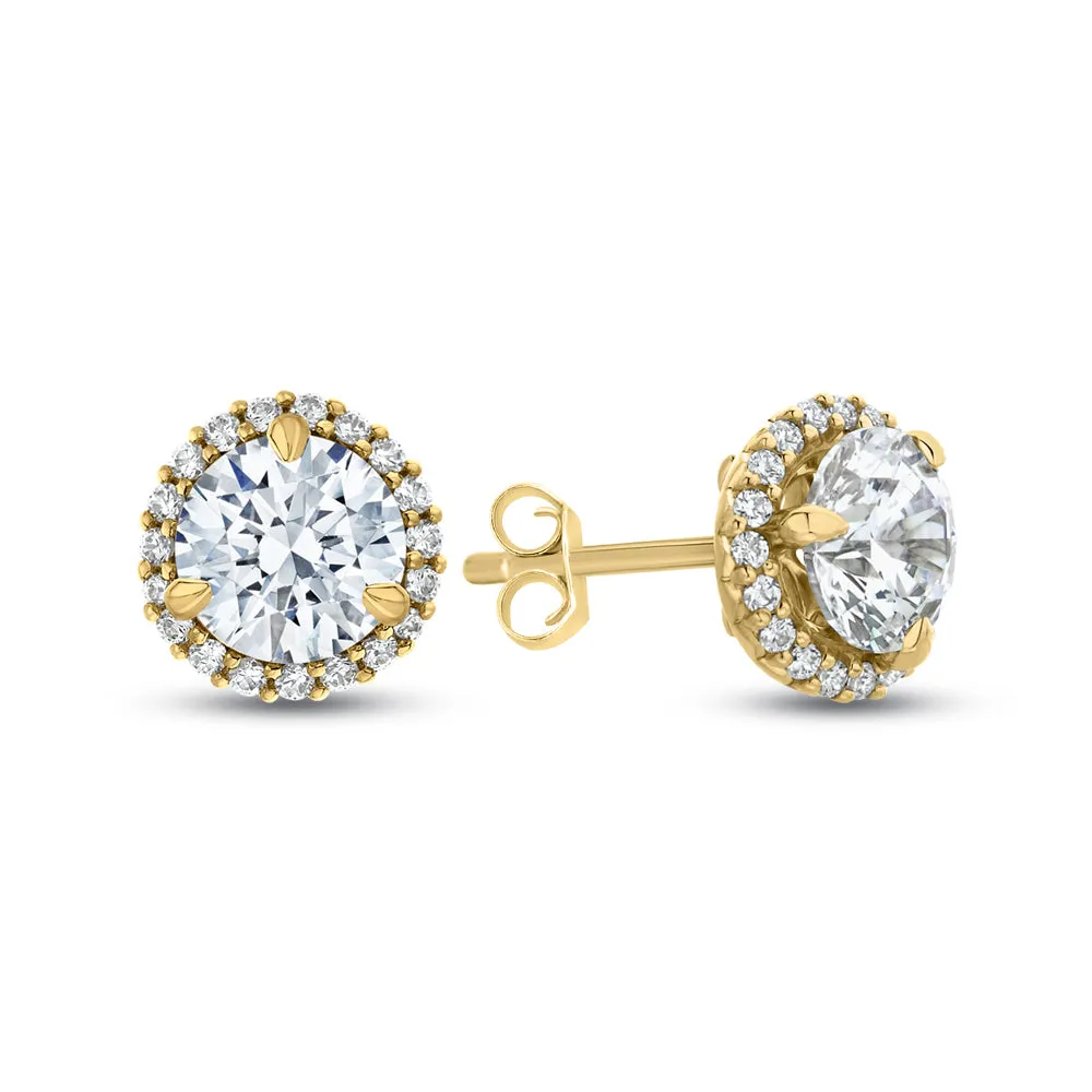 KATARINA 2 1/5 cttw Lab Grown Diamond Halo Earrings in 14k Gold