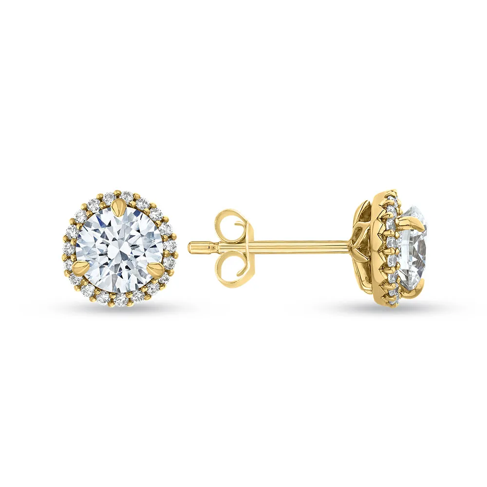 KATARINA 2 1/5 cttw Lab Grown Diamond Halo Earrings in 14k Gold