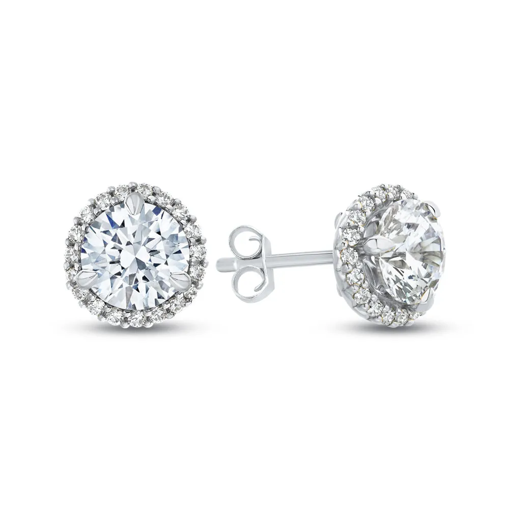 KATARINA 2 1/5 cttw Lab Grown Diamond Halo Earrings in 14k Gold