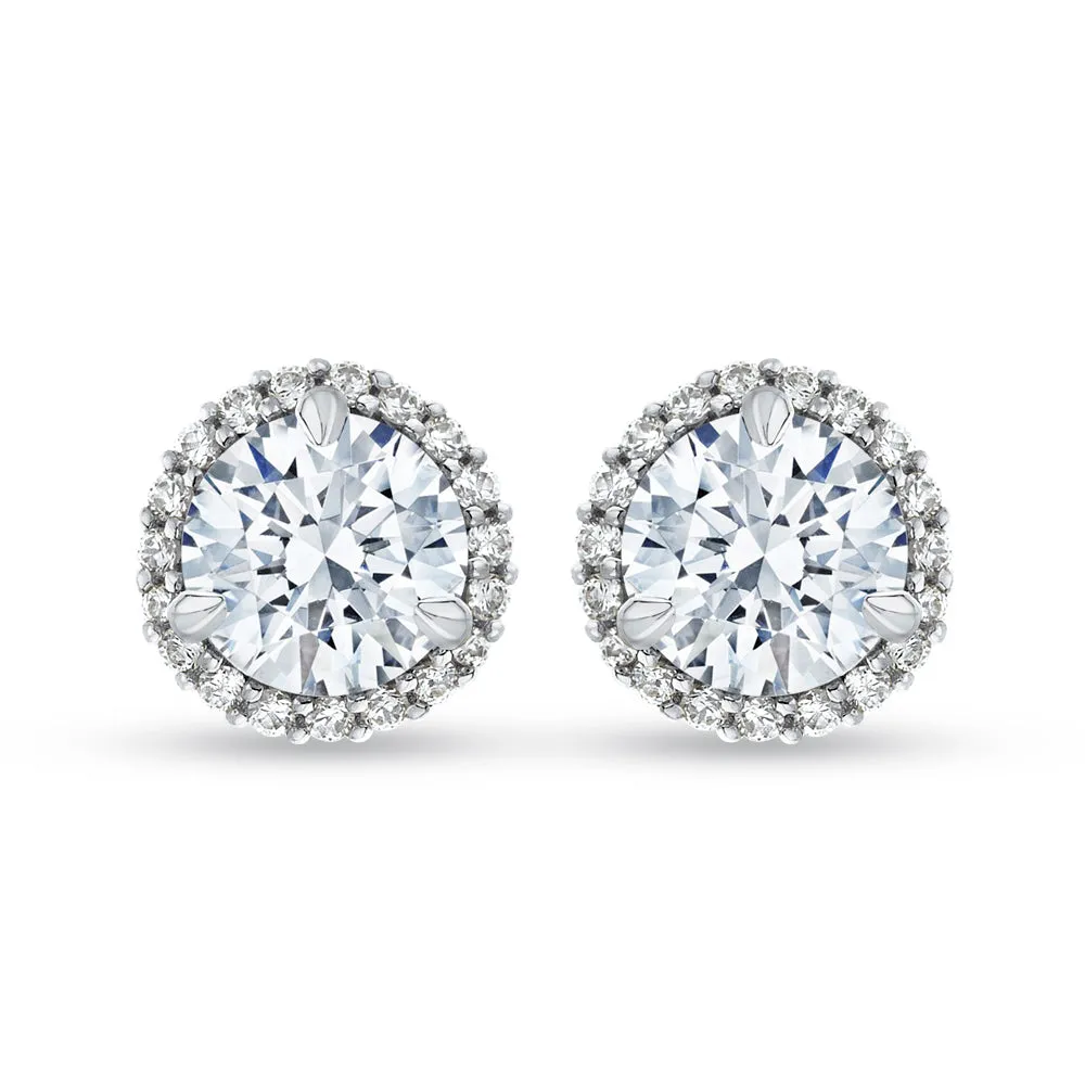 KATARINA 2 1/5 cttw Lab Grown Diamond Halo Earrings in 14k Gold