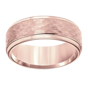 Kellee Designs Men's 8mm Rose Gold Tungsten Hammered Wedding Band