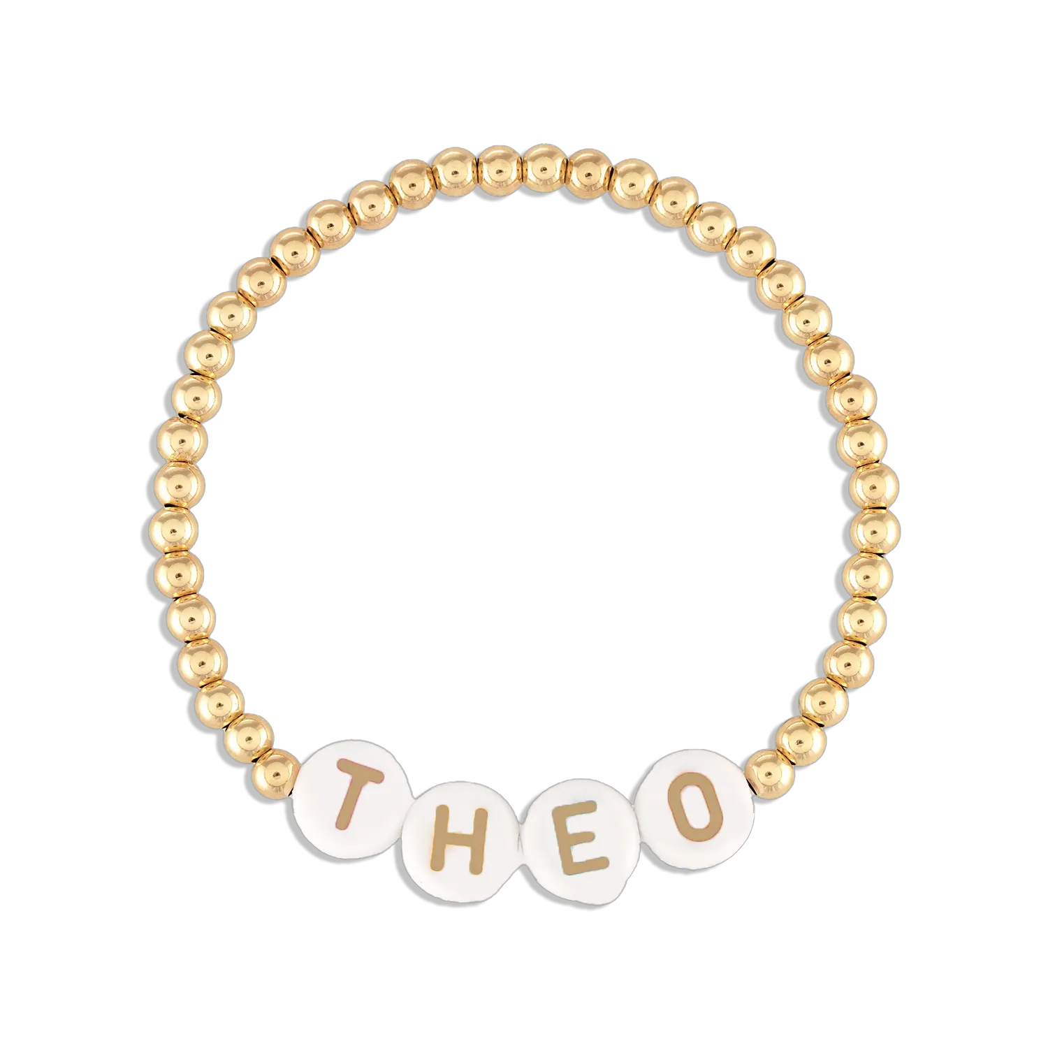 Kids Custom Word 3MM Gold Ball Bracelet