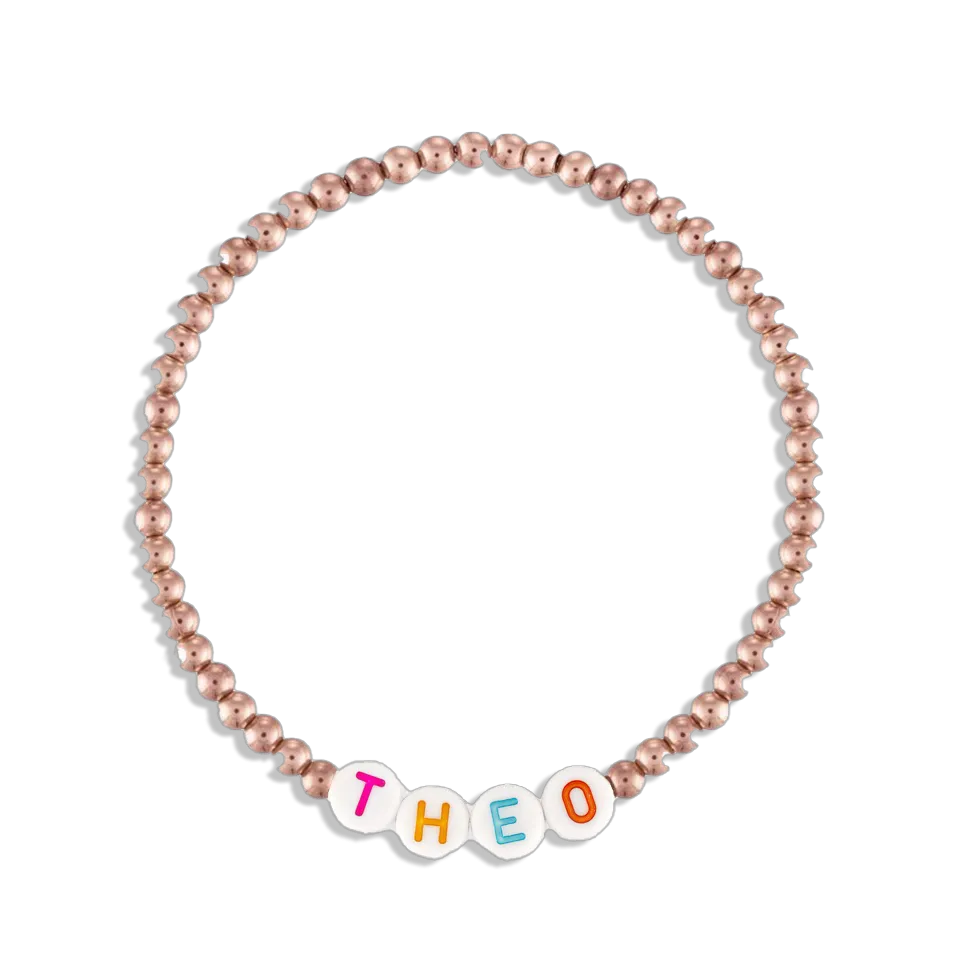 Kids Custom Word 3MM Gold Ball Bracelet