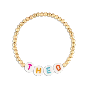 Kids Custom Word 3MM Gold Ball Bracelet