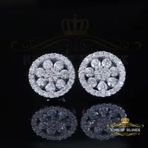 King of Bling's New Earrings 925 Silver White Big Flower Stud 1.50ct VVS D Moissanite Men/Womens