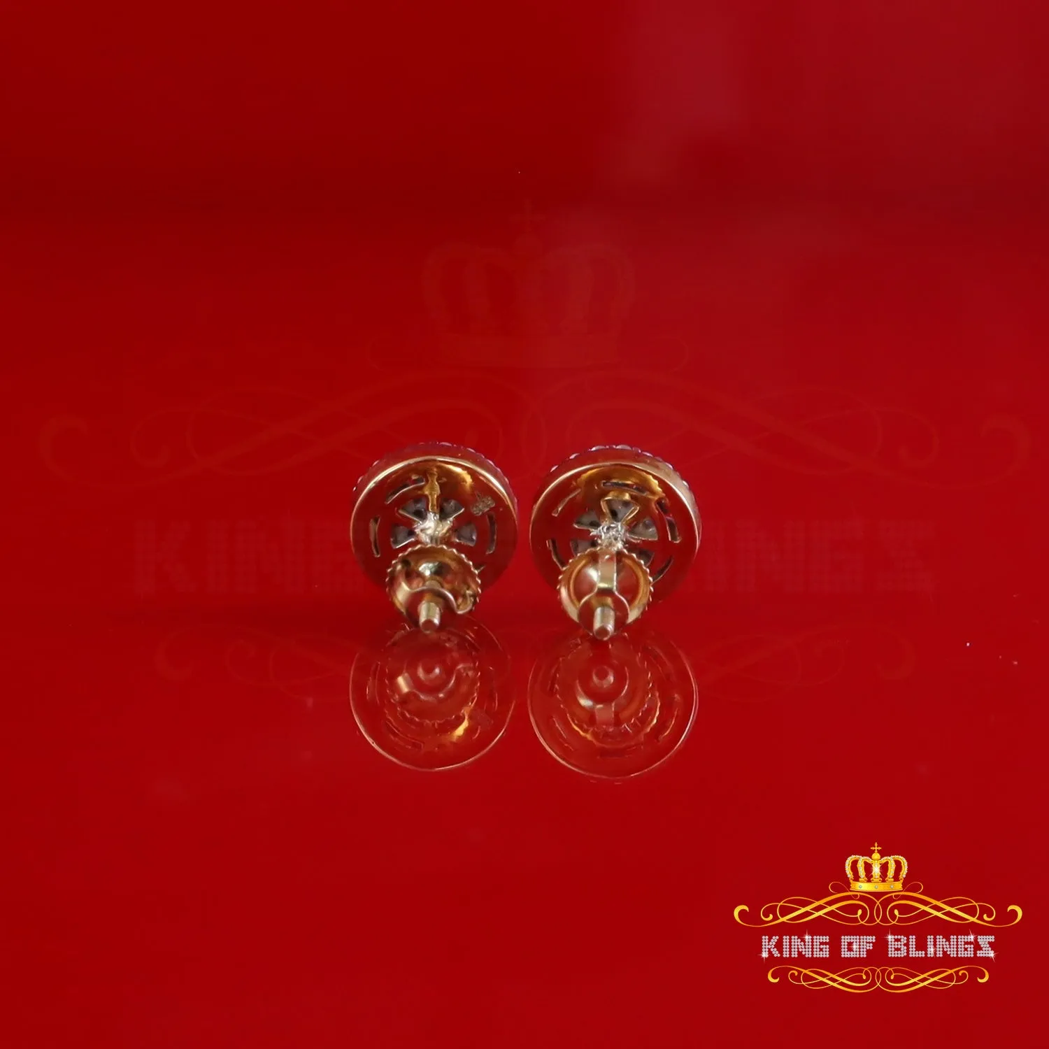 King  of Bling's New Yellow Floral 0.66ct VVS 'D' Moissanite Men/Womens 925 Silver Stud Earrings