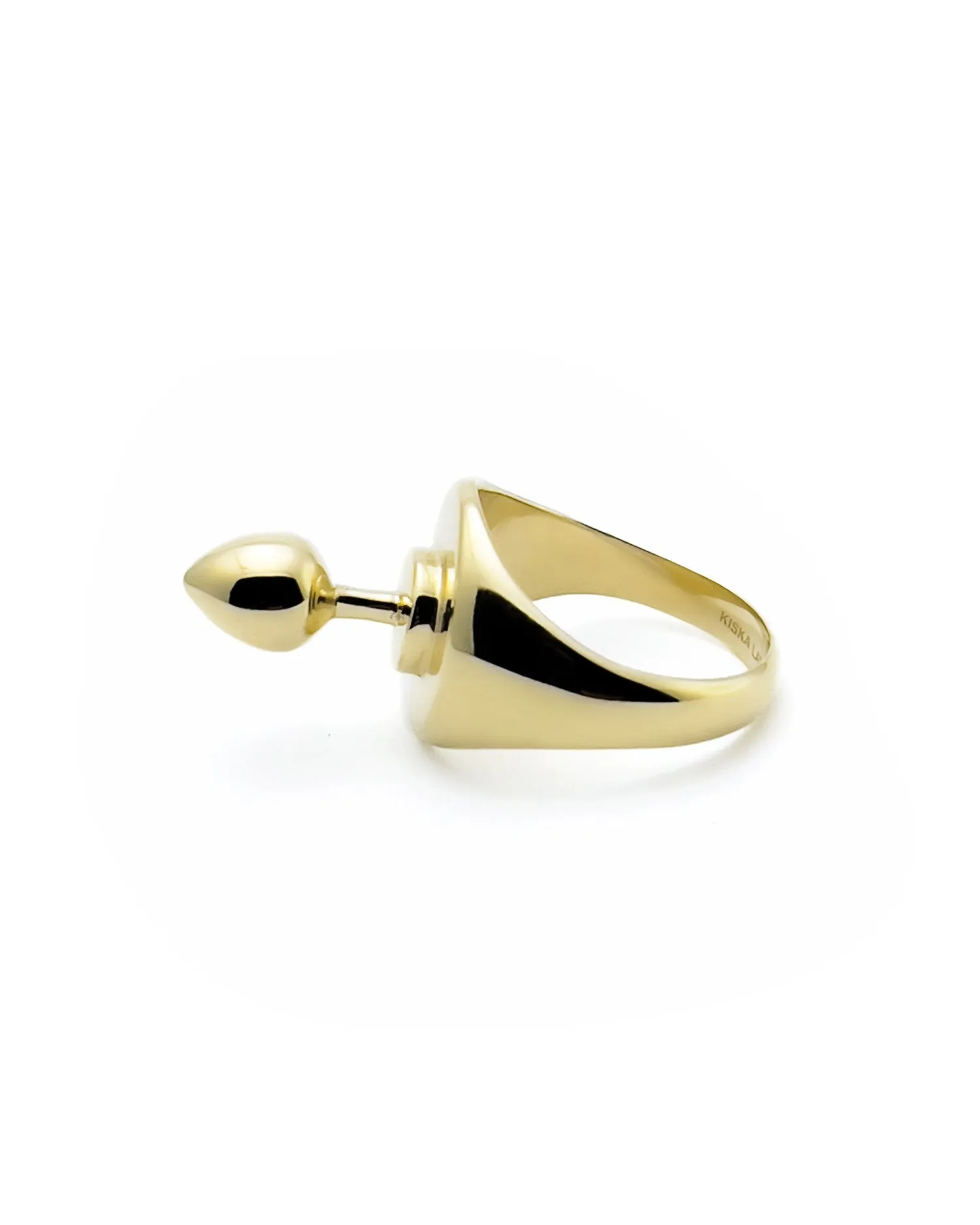 KISKA LAB MINI PLUG SIGNET GOLD RING