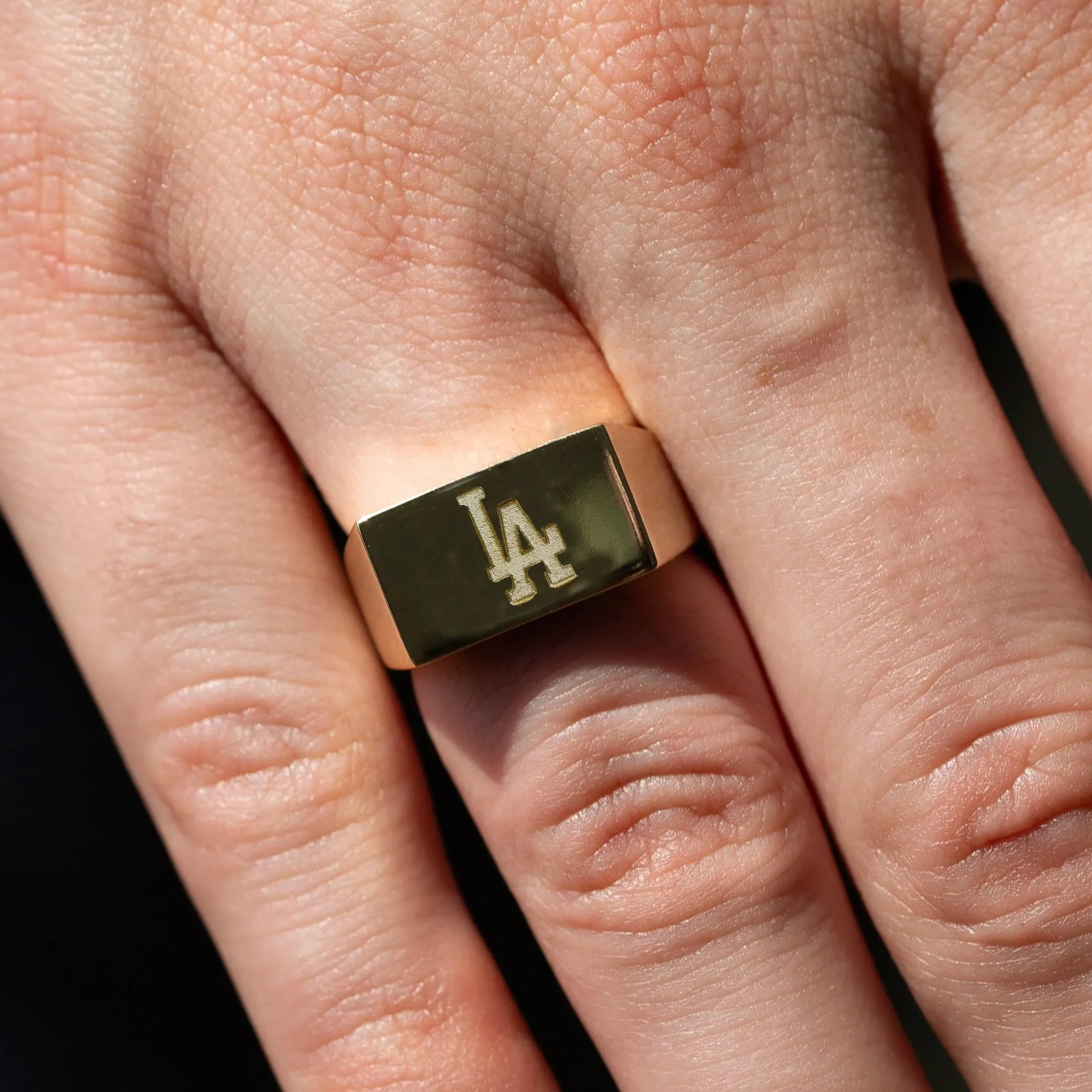 LA DODGERS SQUARE SIGNET RING