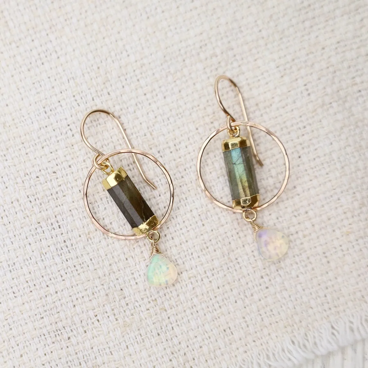 Labradorite and Opal Earrings