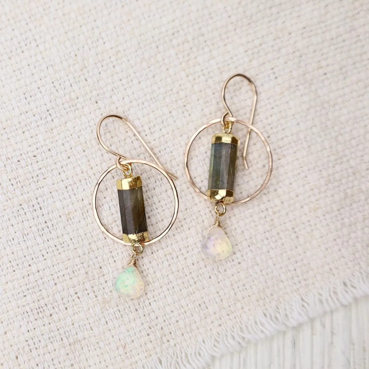 Labradorite and Opal Earrings