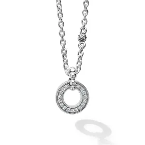 LAGOS .14CTW Diamond Open Circle Caviar Spark Pendant in Sterling Silver