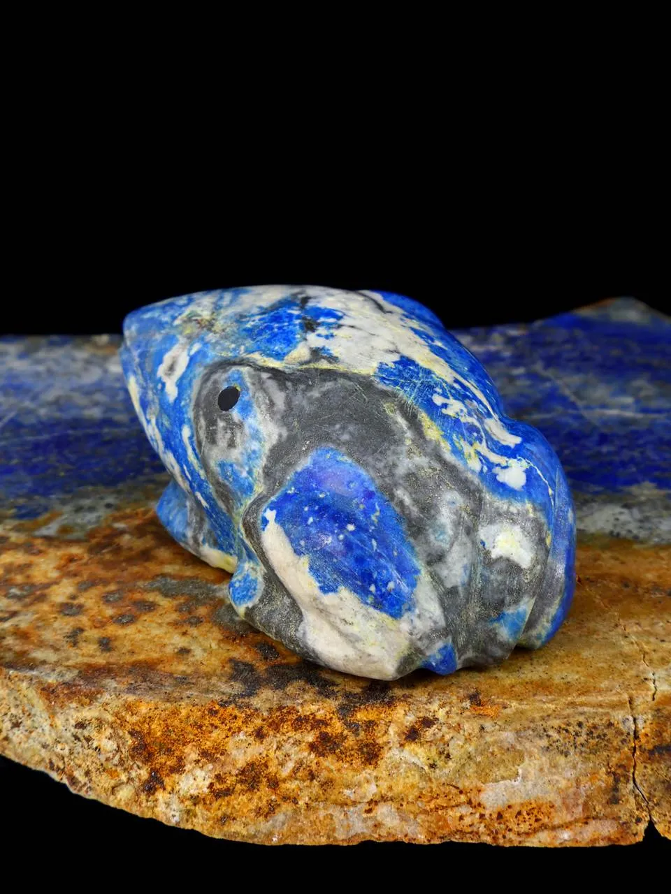 Lapis Frog Navajo Stone Carving