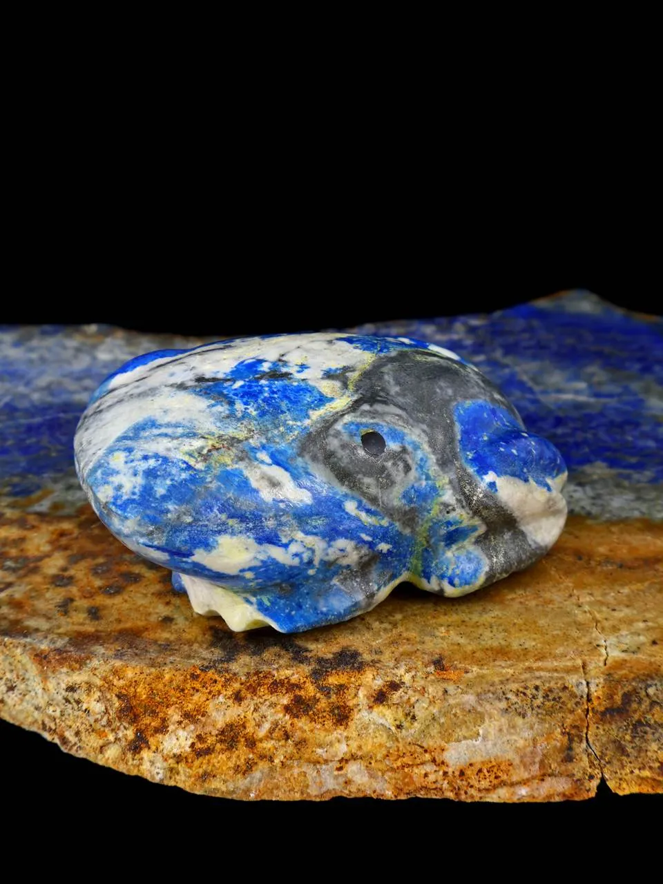 Lapis Frog Navajo Stone Carving